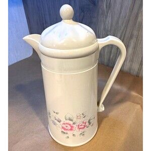 Kamenstein 1L Insulated Coffee Carafe White Floral Twist Lid Hot/Cold